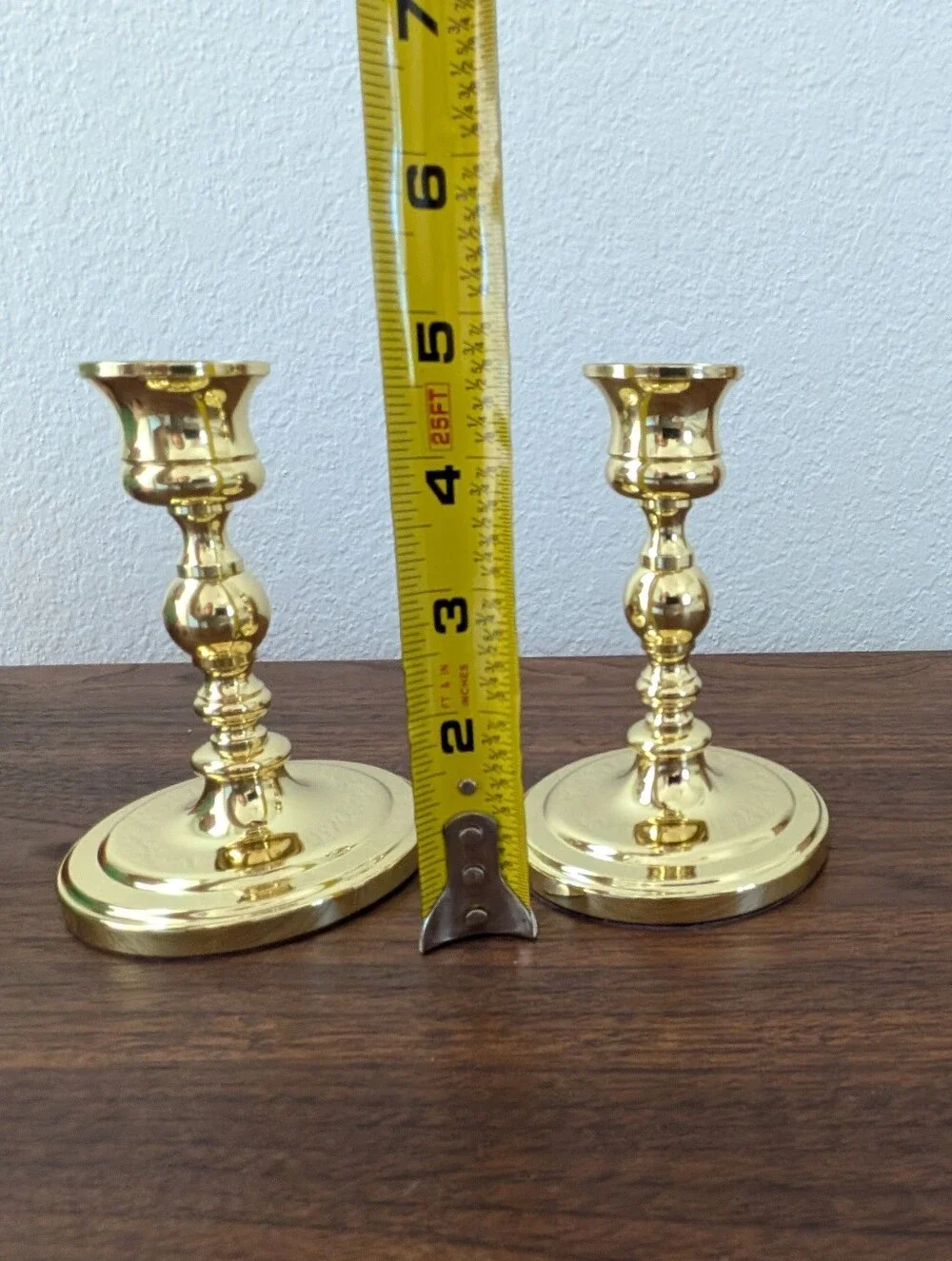 Pair Baldwin Polished Brass Taper Candlestick Holders 5x3 Matching Set